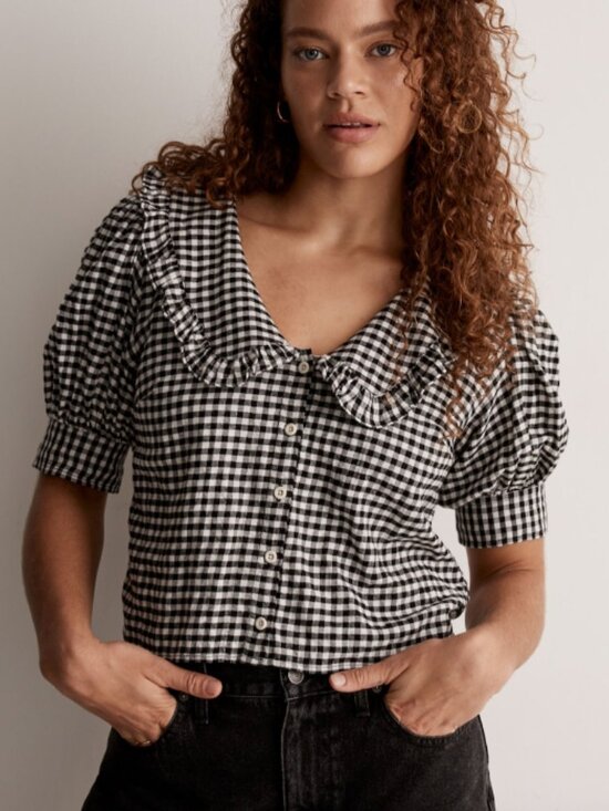 Madewell Tops - MADEWELL Flannel Puff-Sleeve Top in Check M